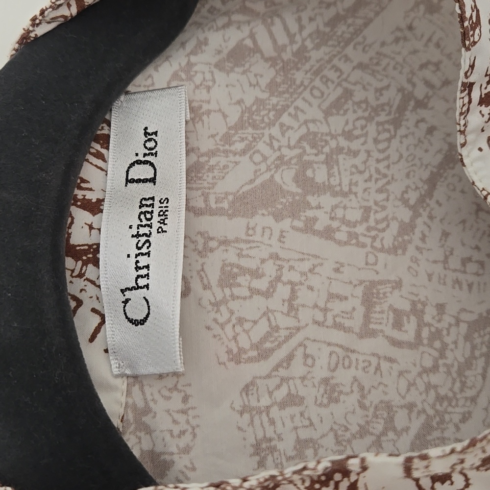 DIOR • Brown and Cream Map Print Mini Dress, Size 6 - Picture 2 of 7
